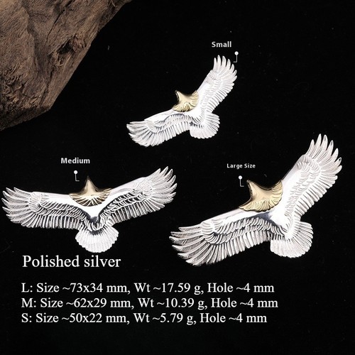 Polierter Steinkopf Adler, S925 Sterlingsilber, Goro's Style Flat-Lay Amulett - Bild 7 von 9