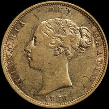 1877 Melbourne Young Head Half Sovereign good VF