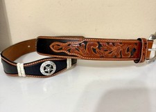 Ranger Belt Company Leather Western Metal Stars Concho Tooled Size 32 Rodeo
