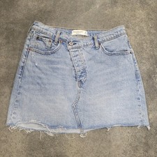 Abercrombie Fitch Skirt 29 8 Light Blue Denim 90s Micro Mini High Rise Raw Hem