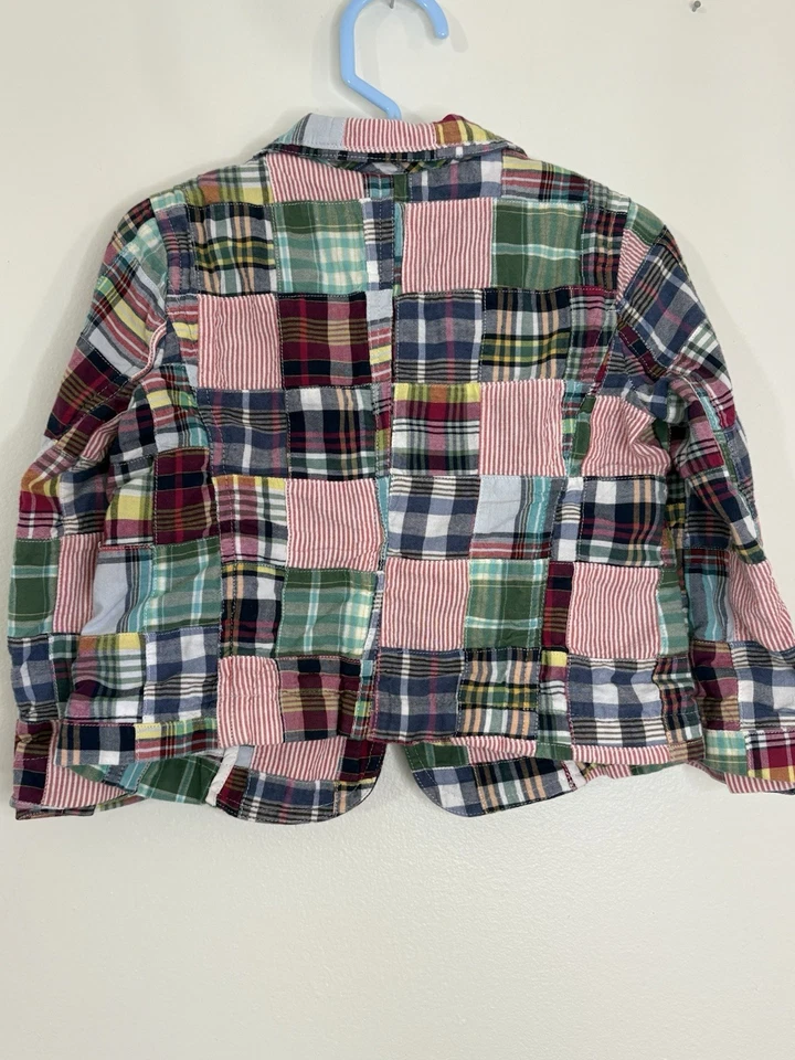 Jaqueta Blazer Xadrez CREWCUTS J.Crew Madras Tamanho Pequeno 3 Criança - Imagem 2 de 4