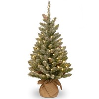 artplants KüNstlicher Weihnachtsbaum Wien, Jutesack, Zapfen, Leds, 90Cm, Ø50Cm