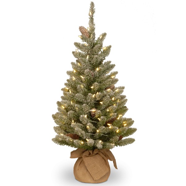 artplants KüNstlicher Weihnachtsbaum Wien, Jutesack, Zapfen, Leds, 90Cm, Ø50Cm-image
