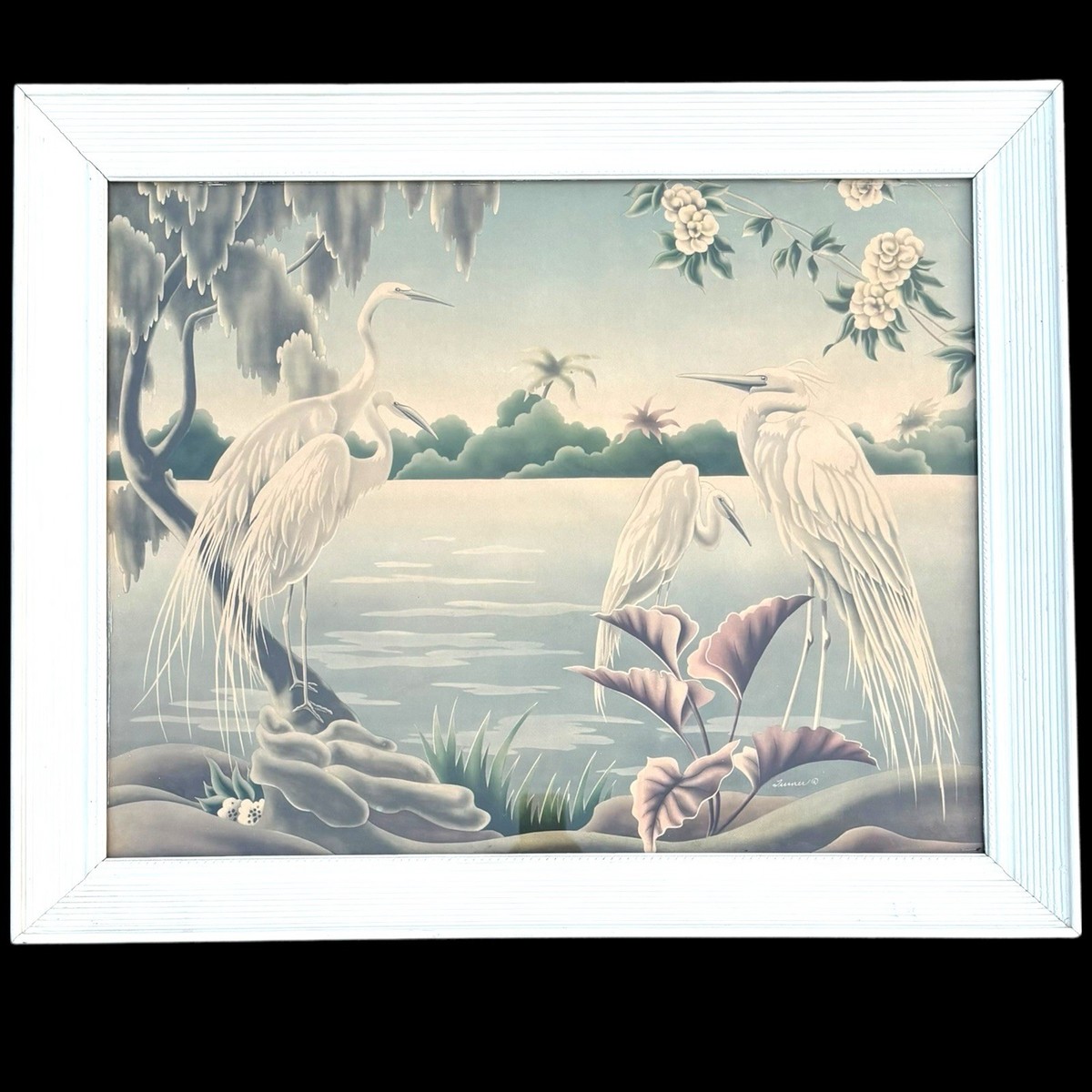 Turner Egret 1950年代 白鷺￼ オリジナル版 ミッドセンチュリー Vintage Original Framed MCM Turner Egret Flamingo Lithograph Art