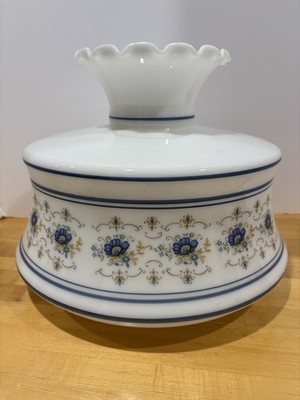 Vtg Abigail Adams Blue Cornflower Hurricane Lamp Shade 14'' Fitter 1970's