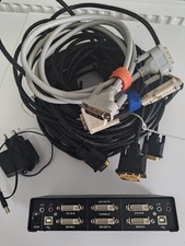 KVM Switch 4/2 - 2 PC 2 Monitore - DVI USB Audio Mic + 6x DVI Kabel