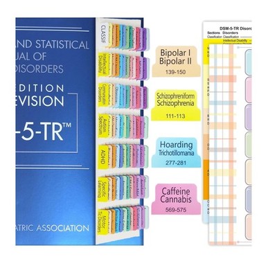 Upgraded DSM-5-TR Tabs Set: 94 Colorful Tabs with Alignment Guide & Descriptions