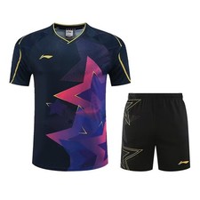 Li Ning Men's Table Tennis Badminton T-shirt and Shorts Suit Sports Set 25-09152