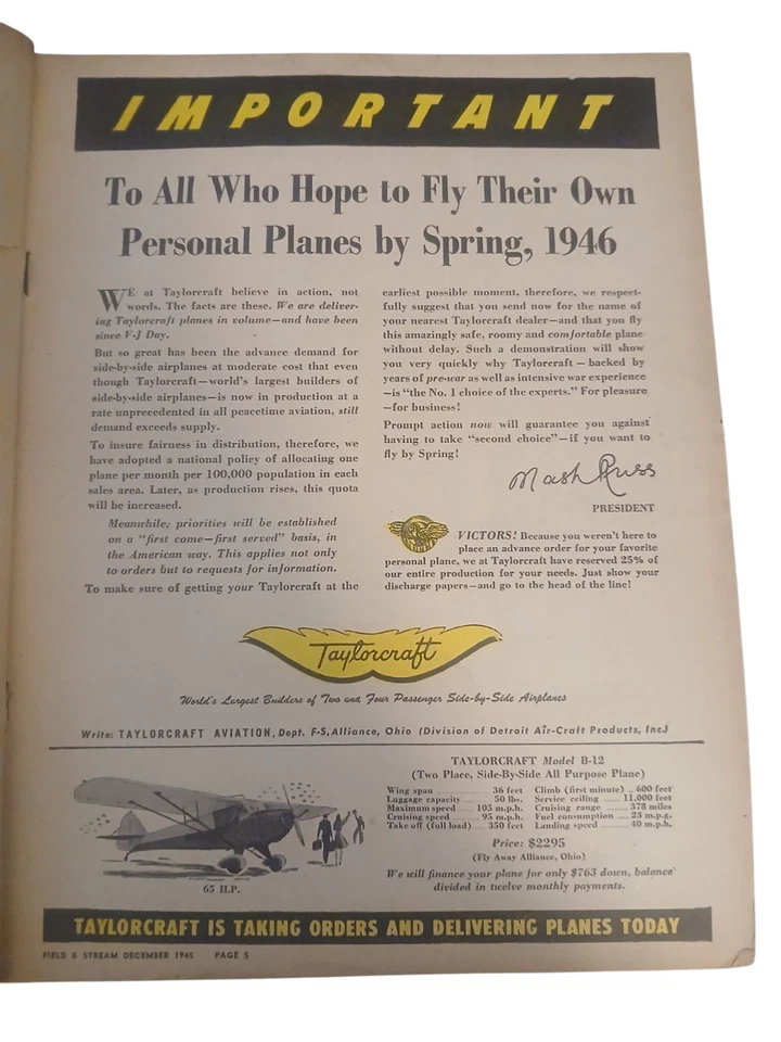 Field & Stream December 1945 Issue Cover Painting By W. H. Bond Jr. Foto 4 de 4