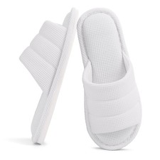 Open Toe House Slippers Cotton Waffle Spa Non Slip Indoor Sandals Made in Korea