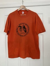Vtg 80s Hound Hunters Association Florida T-Shirt Size XL Orange Retro Dog Truck