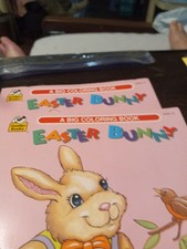 2 grands livres de coloriage lapin de Pâques livre doré 1995 vintage grandes photos jamais utilisées