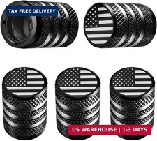 5PCS American Flag Tire Valve Stem Caps Black TPMS Safe Aluminum Universal