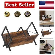 Versatile Vinyl Record Display Rack - Rustic Brown Organizer for Media  More