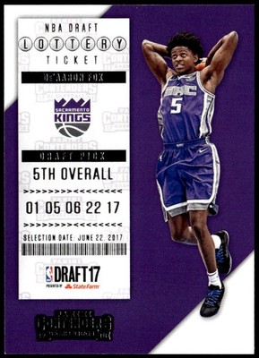 2017-18 Panini Contenders #5 De'Aaron Fox Lottery Ticket Retail Rookie E1