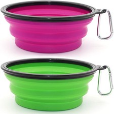Green & Purple Large Collapsible Silicone Dog Bowls (2 bowls)