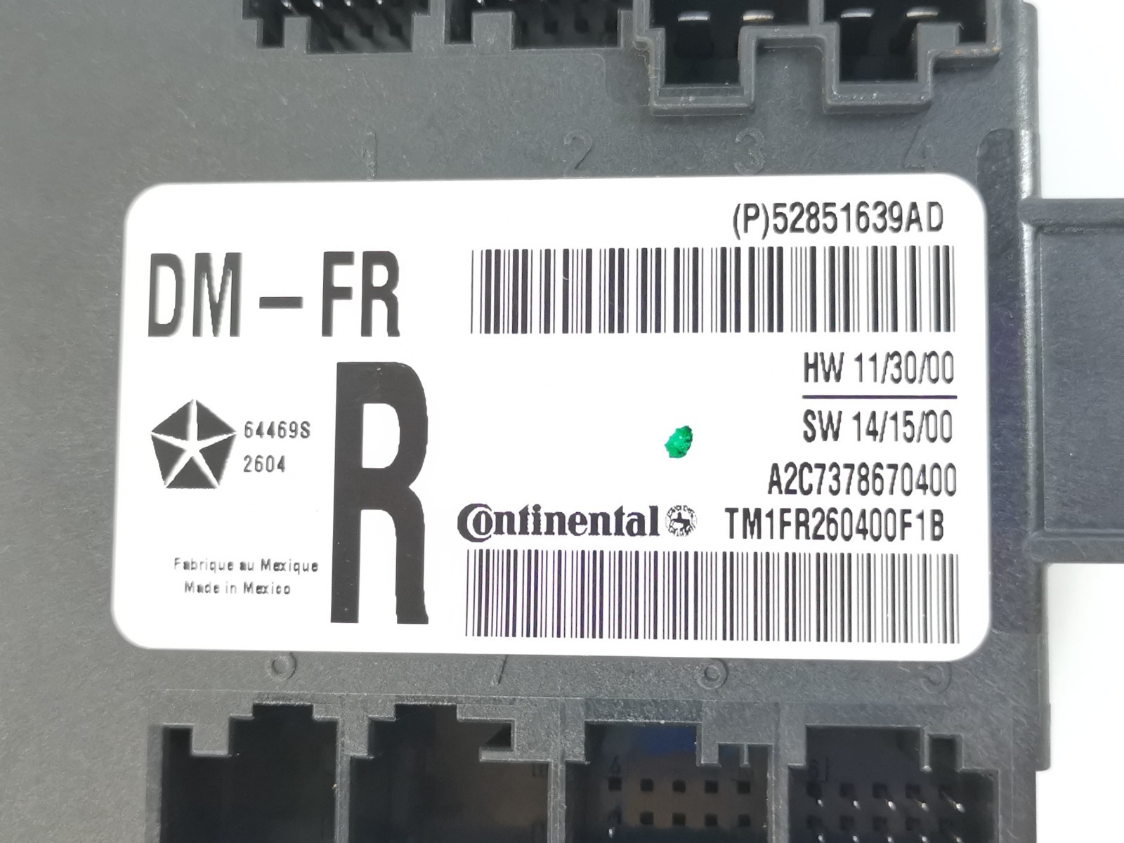 Maserati Ghibli RWD 3.0 2015 Front Right Door Control Module 52851639AD OEM