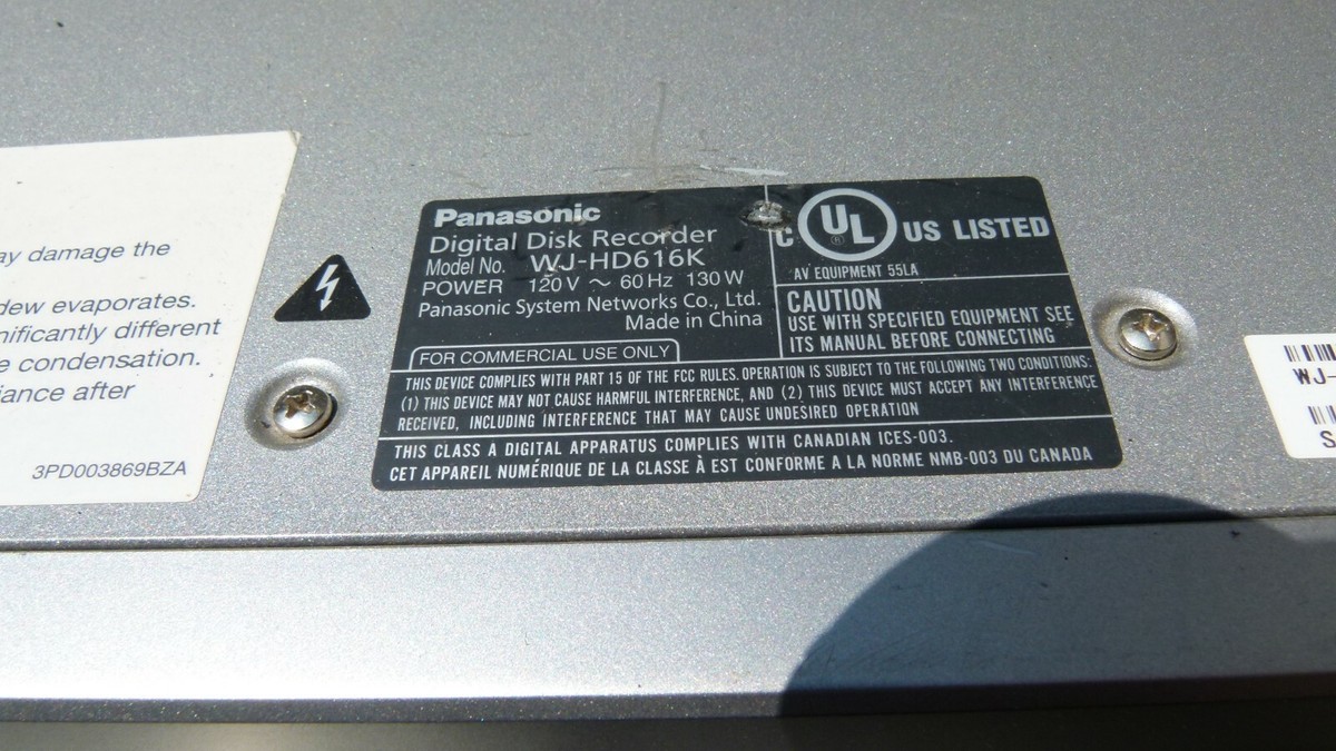 Panasonic Model WJ-HD616K 16-Channel Digital Disk Video Panasonic Model WJ-HD616K 16-Channel Digital Disk Video