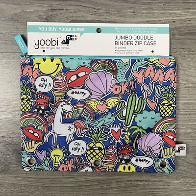 Yoobi Zipper Binder Pencil Case Jumbo Doodle Mystical Animals Happy