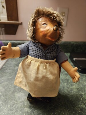 Vintage STEIFF 1950s Mucki Micki  Girl Apron German Made Hedgehog  Doll