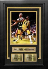 Larry Bird v Magic Johnson 8x10 Framed Basketball Photo with Engraved Autographs