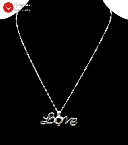 Wish Pearl LOVE Pendant Women Chokers Necklace Love Pearl Oyster Gift Box wh3663 - Picture 3 of 8