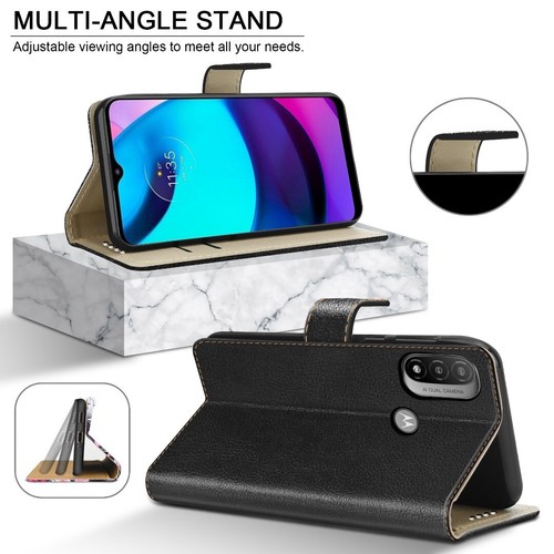 For Motorola Moto E32 E20 E30 E40 Case Leather Wallet Phone Cover + Screen Guard - Picture 6 of 58