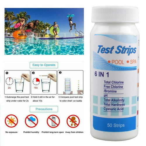 6 in1 / 3 in1 Chlorine Dip Pool Test Strips Hot Tub SPA Swimming PH Tester Paper - Picture 4 of 16