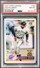 1996 TOPPS CHROME REFRACTOR #163 SHAWN GREEN PSA 8
