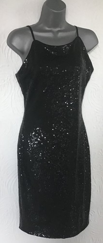 BNWT BOOHOO BLACK SEQUIN SCOOP BACK EVENING PARTY DRESS SIZE 12 #534 21AP - Picture 2 of 10