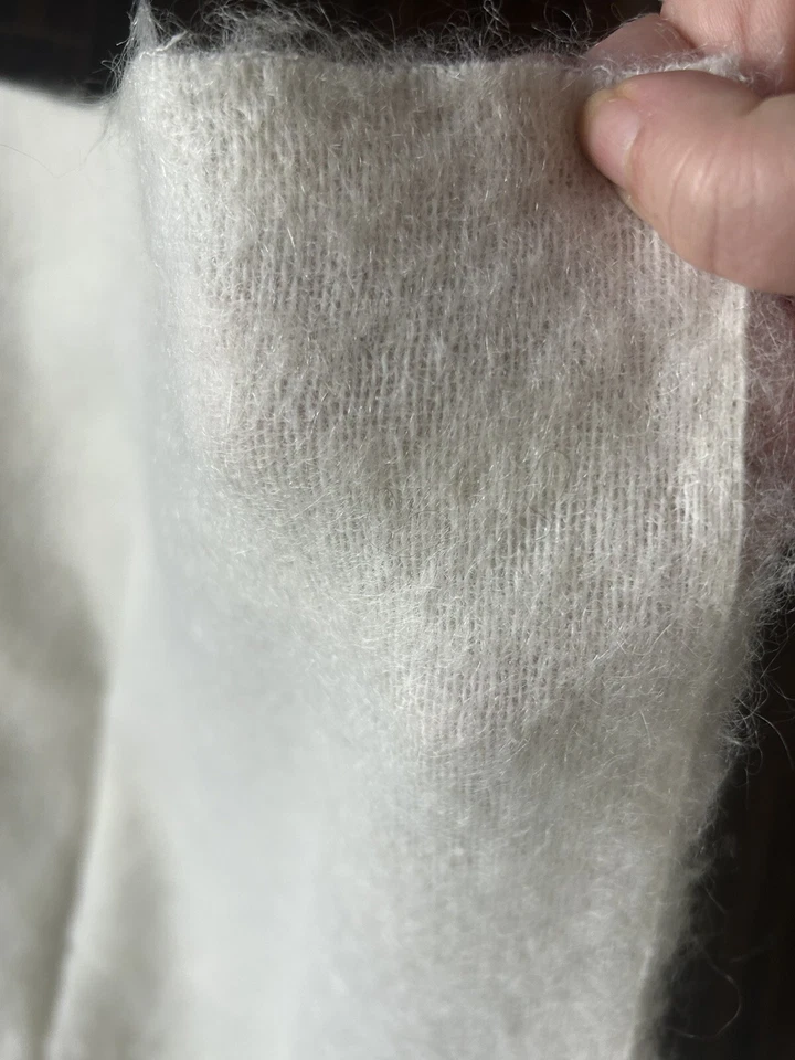 Mohair Wool Fabric Off White Upholstery Bedding Clothing 60”x2 1/2 Yds EXQUISITE - Image 4 of 4