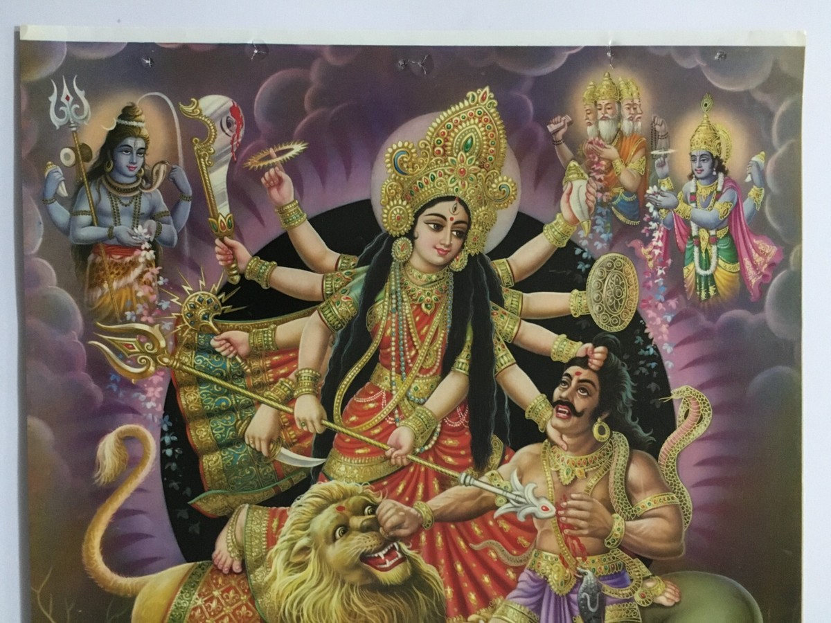 India Calendar Art Print DURGA KILLING By S