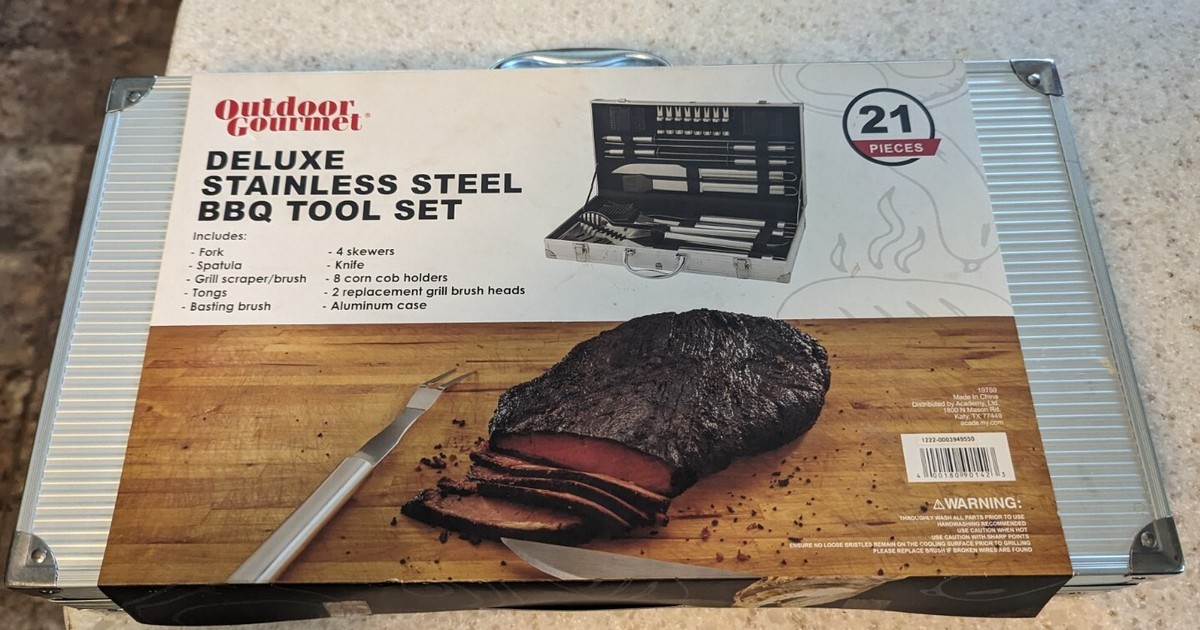 Outdoor Gourmet Deluxe 21 Piece Stainless Bbq Tool Set, With Case