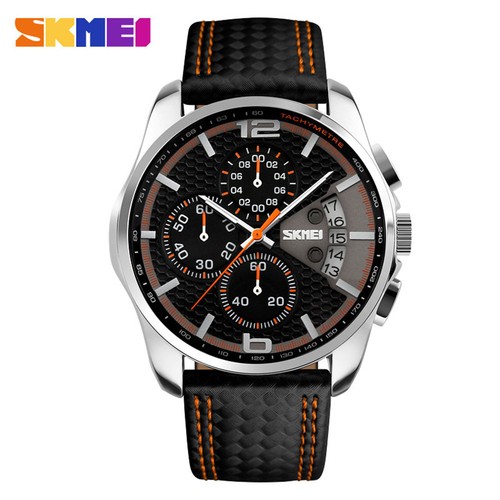 SKMEI Men Quartz Watch Leather Strap Chronograph Date Male Business Wristwatches - Picture 12 of 13