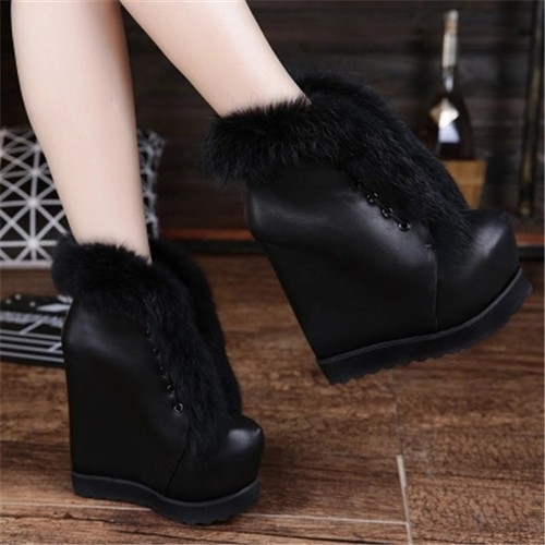 Da Donna Zeppa Tacchi Alti Plateau Con Cinturini Pelliccia Stivaletti Scarpe  Invernali Da Neve Uk2-5 | eBay