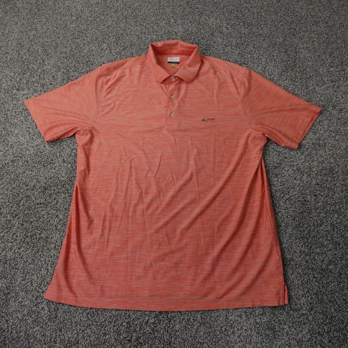 Greg Norman Polo Shirt Mens Large Orange Shark Golf Lightweight