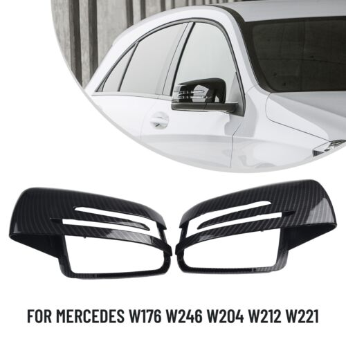 Carbon Fiber Side Mirror Cover Cap Add On For Benz W204/W212/W218 W176 W221 AU - Picture 1 of 24