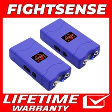 Fightsense 2 Pc Heavy Duty Stun Gun 10 BV Rechargeable LED Flashlight Purple