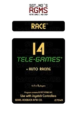 Atari 2600/Sears Tele-Games Replacement Label -  Race