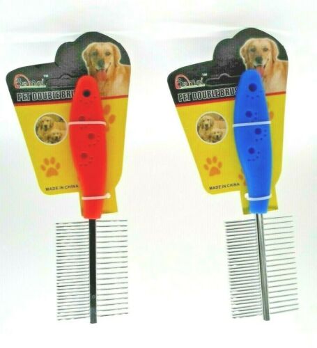 1 X Pet Hair Flea Comb Stainless Pin Dog Cat Shedding Grooming Brush Comb 2 Side - Picture 1 of 6