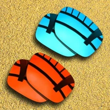US 2 Pairs Polarized Lenses Replacement for-Oakley Holbrook Mix-Ice Blue&Red
