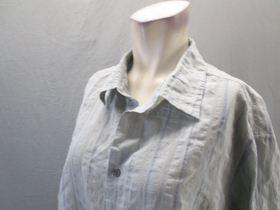 Camisa John Varvatos Talla XL Para Hombres Seda Lino Algodón Manga Larga Con Botones 265 Foto 4 de 4