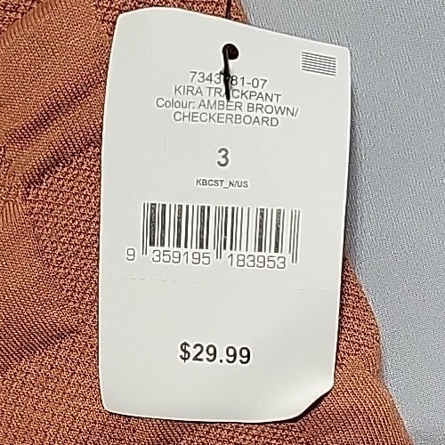 Cotton On Kids Kira Trackpants Size 3T Color Amber Brown Checkerboard FreeShippi - Picture 5 of 6
