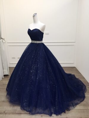 Luxury Navy blue Bling Bling Princess Ball Gown evening Dress Plus Size  Custom | eBay