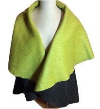 New Ultrachic Milano $895 Reversible Cashmere Lagenlook Sweater Vest Neon Green