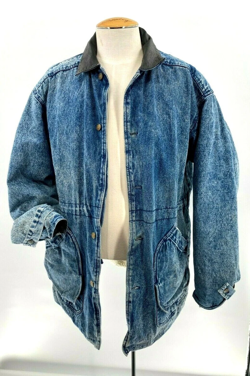 Ged scrapbog kom videre Vintage 80s H Valentino Sherpa Denim Blue Jeans Jacket Fleece Coat  Men&#039;s Sz L | eBay