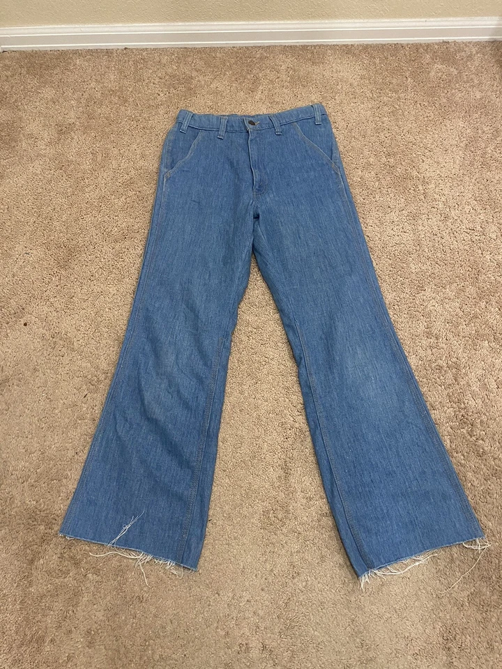 Jeans Levi’s Orange Tab Bell Bottom Vintage Años 70 28x28 Años 70 Levi’s Pierna Ancha Azul Foto 3 de 4