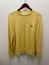Maison Kitsune Fox Head Patch Loose R-Neck Knit Sweatshirt Yellow Size M
