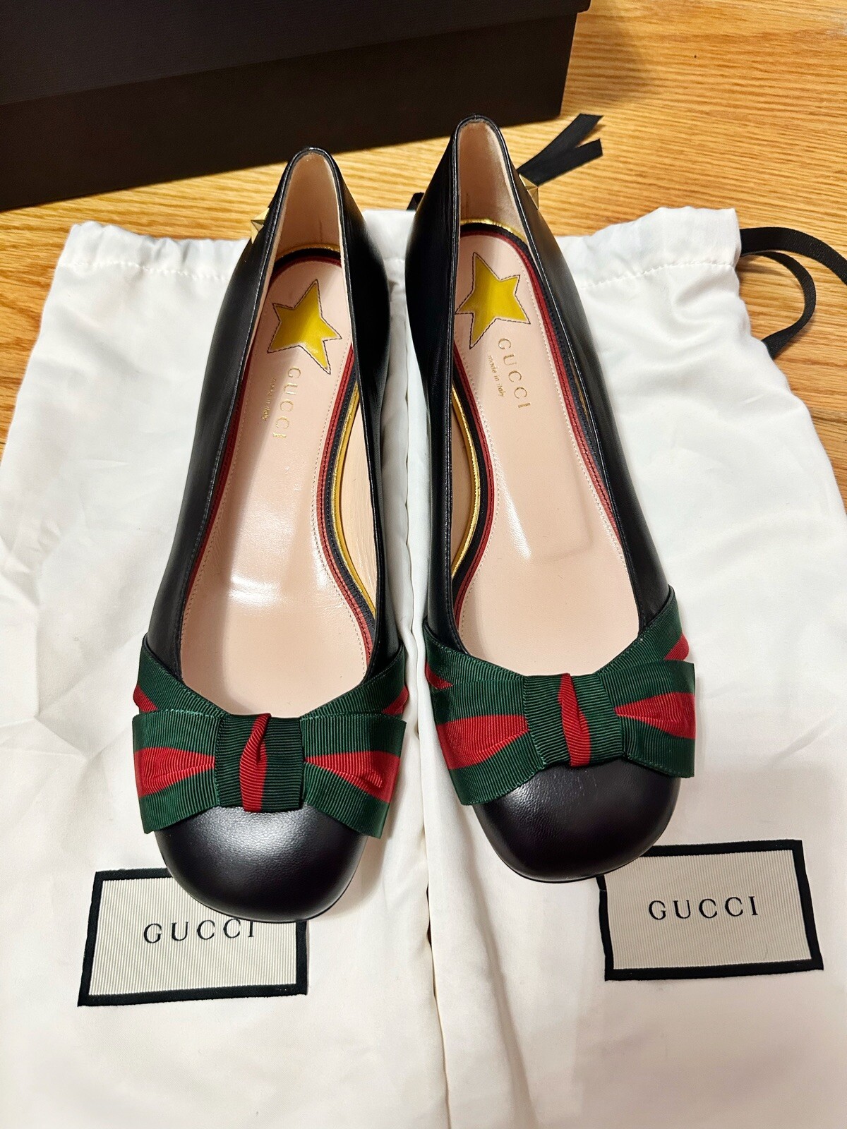 Gucci Leather Ribbon Ballet Flats - Size: 38 Women | eBay