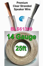 25' ft 14 Gauge Clear Stranded Speaker Wire Home Car Stereo Audio Cable Wiring
